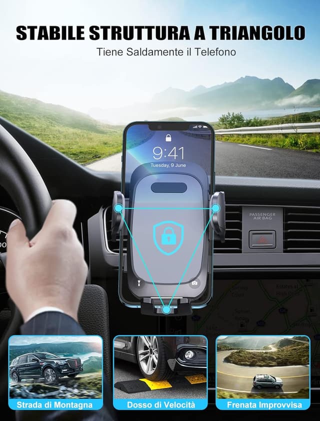 Thumbnail 6 de Mohard Porta Cellulare Auto per bocchetta d’aria rotante 360° con ventosa gel e braccio estensibile (4–7")