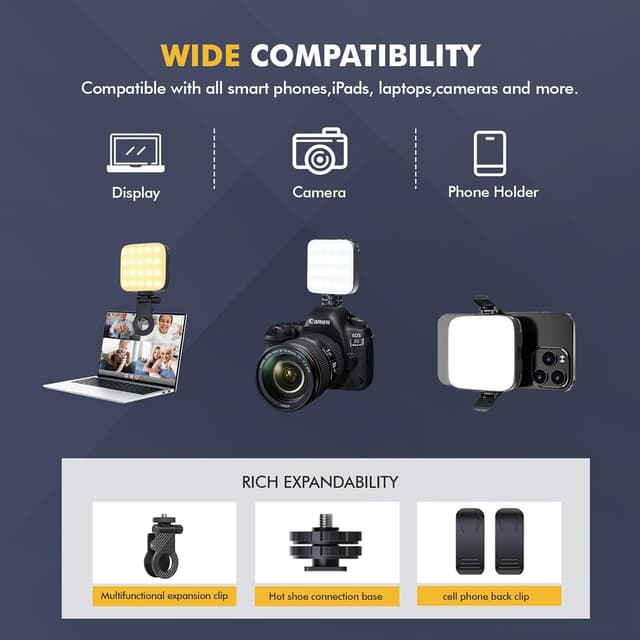 Thumbnail 3 de 64 LEDs Selfie Light 2000mAh clip-on