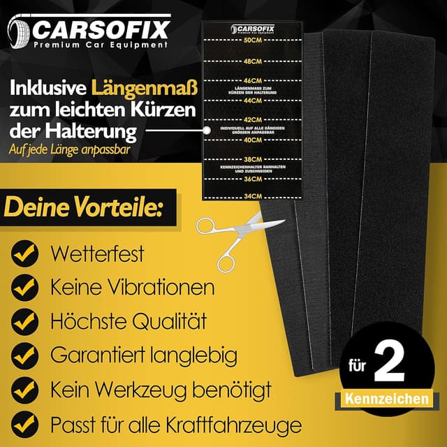 Thumbnail 3 de CARSOFIX Kennzeichenhalter Rahmenlos mit Klett