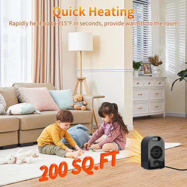 Detalle 2 de FGHB Mini Heizlüfter klein 1200/800 W mit PTC-Keramik & Sicherheitsabschaltung