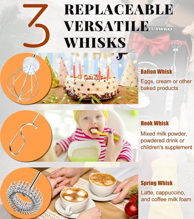 Thumbnail 4 de YUSWKO Milk Frother 3-Speed Handheld