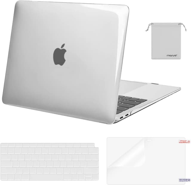 Detalle de MOSISO Transparent Hard Shell Case for MacBook Air 13" (M1) with Keyboard Cover, Screen Film & Storage Bag