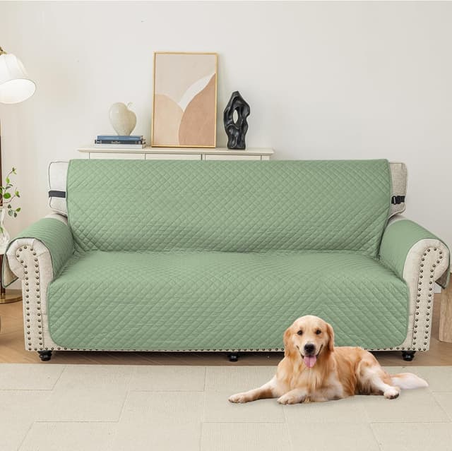 Detalle de YSTELLAA Trapuntato Copridivano 2 Posti con Braccioli impermeabile antiscivolo antimacchia verde menta