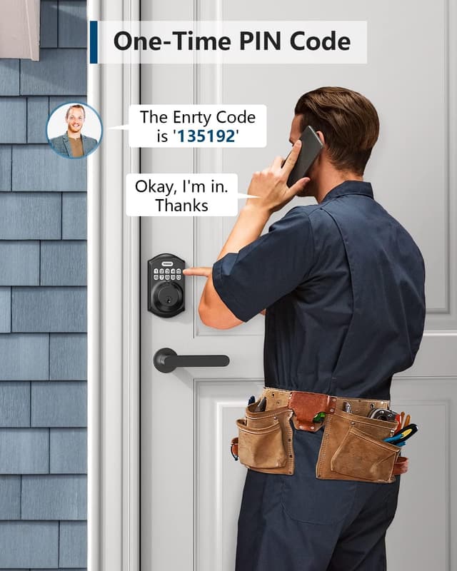 Detalle 2 de TEEHO TE001 Keyless Entry Keypad Smart Deadbolt (Matte Black) with 2 Keys