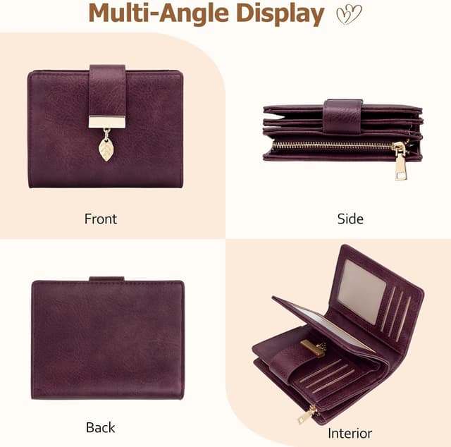 Detalle de WACCET Damen Geldbörse klein mit RFID-Blockierung, 12,5 x 10 x 3,5 cm und Reißverschluss-Münzfach