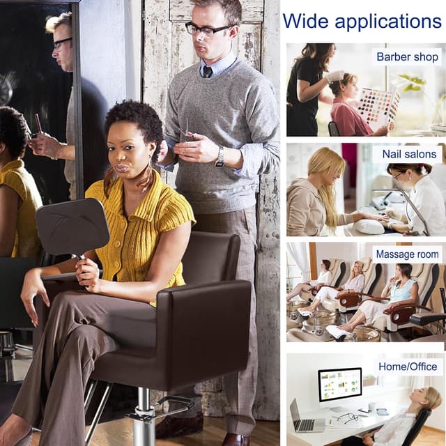 Thumbnail 6 de Hairdresser Barber Salon Chair with Heavy-Duty Hydraulic Pump, 330 Lbs Capacity, 360° Swivel (Brown)