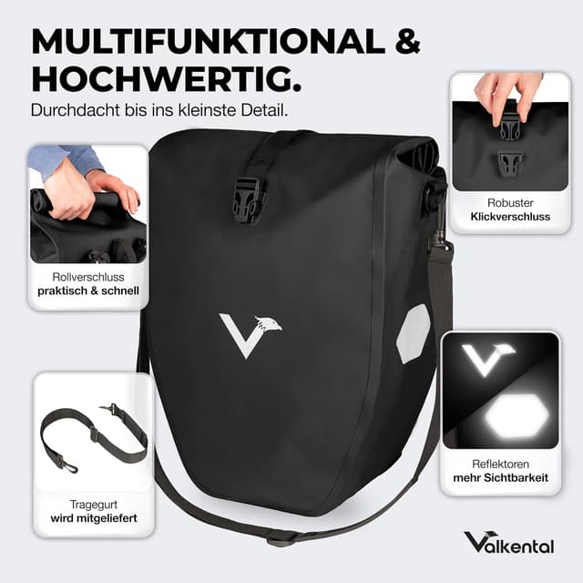 Detalle 2 de Valkental ValkBasic Gepäckträgertasche 62 x 32 x 17