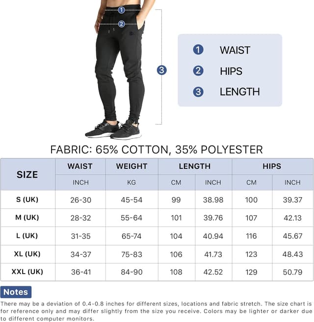 Thumbnail 5 de BROKIG Mens Zip Gym Joggers Slim Fit Trousers