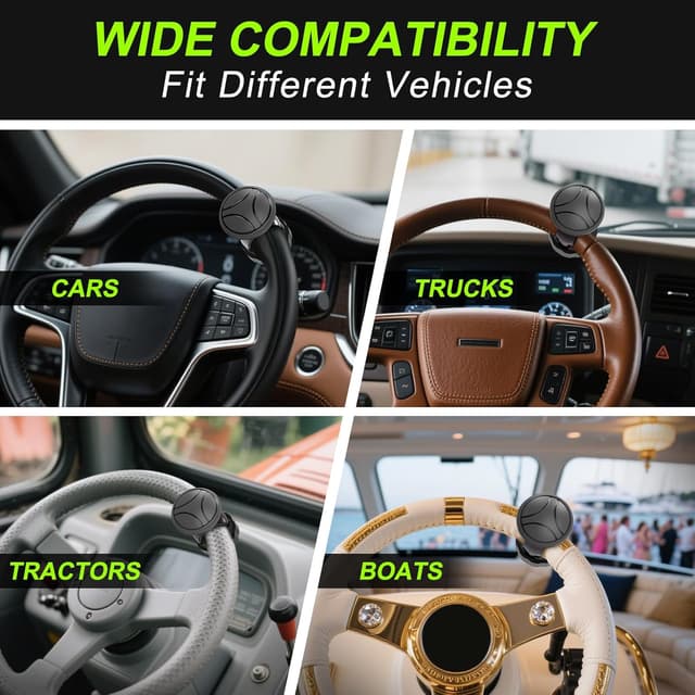 Thumbnail 6 de Tool-Free Steering Wheel Knob (Suicide Knob) for 3.45–4.9" Steering Wheel with Metal Bearing, Black