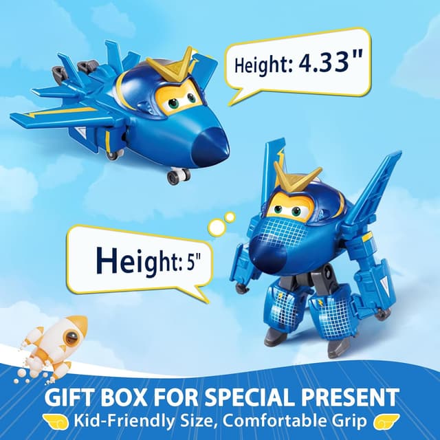 Detalle de Super Wings Jerome Flugzeug (Transforming) – umwandelbares Spielzeug für Kinder von 3 bis 8 Jahren, 12 cm, blau