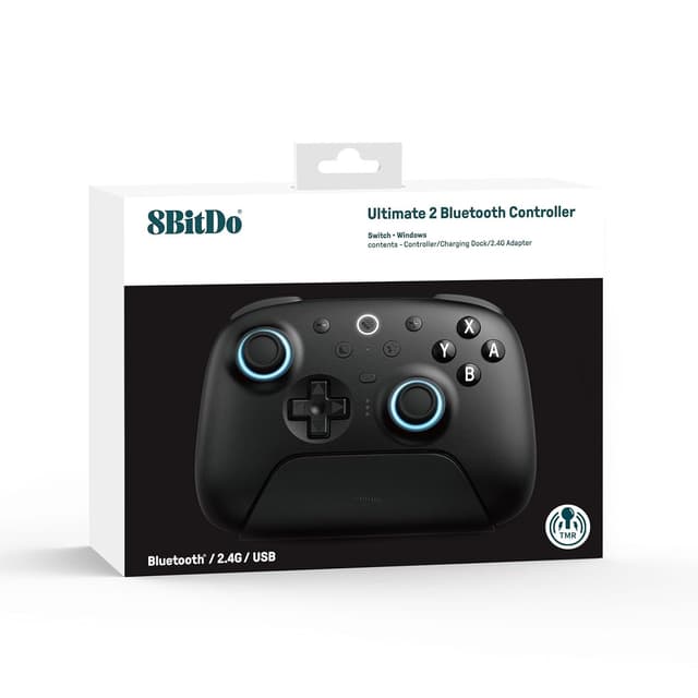 Detalle de 8BitDo Ultimate 2 Bluetooth Controller for Switch/Switch 2 & Windows PC (Black) with TMR Joysticks