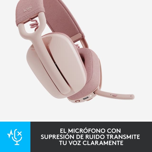 Detalle 2 de Logitech Zone Vibe 100 auriculares inalámbricos rosados