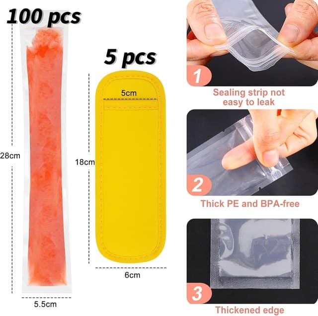 Thumbnail 1 de 100 Piezas Bolsas para Helados con Sujetadores y Embudo