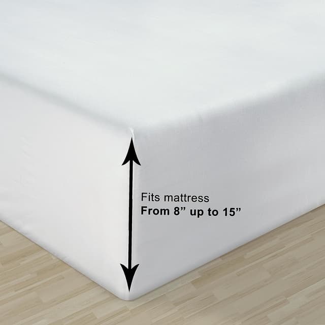 Thumbnail 4 de Lane Linen 100% Organic Cotton Percale Queen Sheet Set (4-Piece) — White, Fits Mattresses up to 15