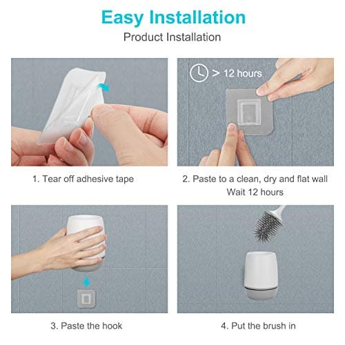 Detalle de EWEIMA Escobillas WC de silicona con secado rápido y portaescobillas (montaje en pared o suelo) — gris