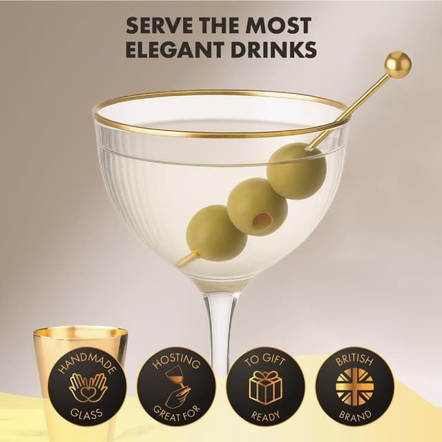 Thumbnail 4 de VEMACITY Ribbed Nick and Nora Glasses 5.4oz