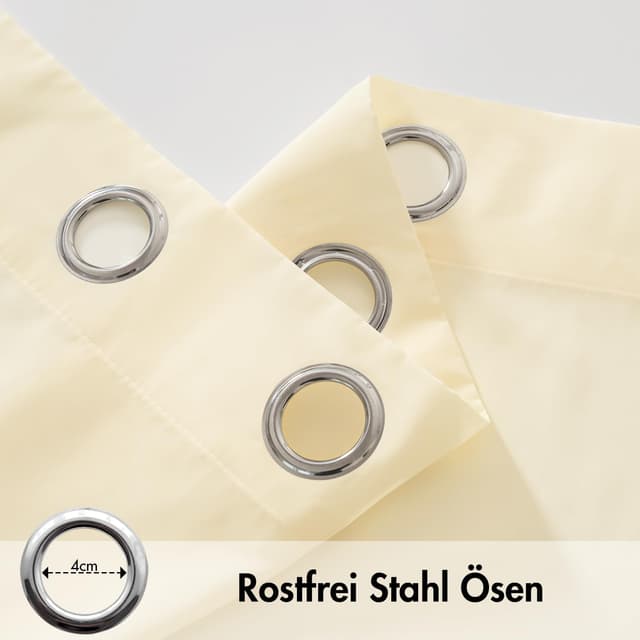 Detalle de MIULEE Outdoor Vorhang transparent, wetterfest (2er-Set) 140 x 235 cm, Beige