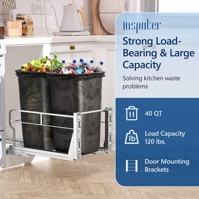 Detalle 2 de Inputer Dual Pull Out Trash Can 17" Fit