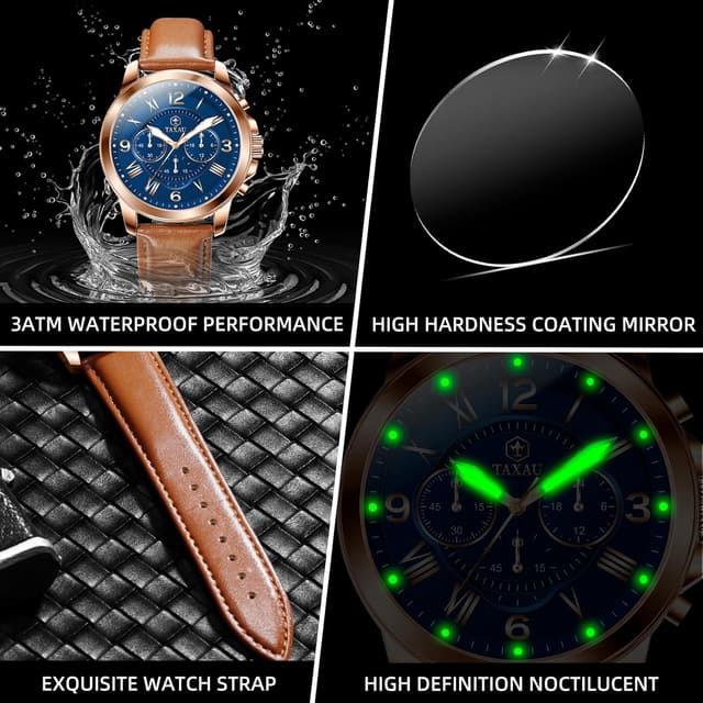 Detalle 1 de Taxau Herren-Armbanduhr mit Lederband