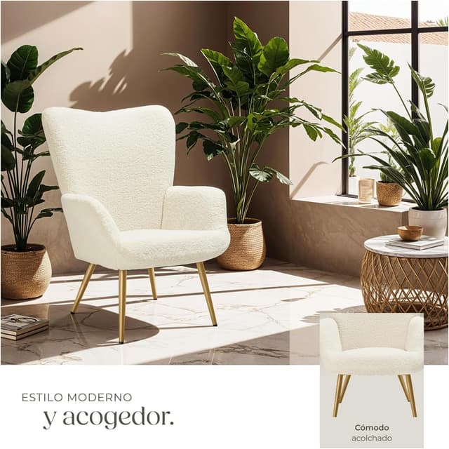 Thumbnail 4 de tectake® Sillón Orejero Estilo Escandinavo 150 kg