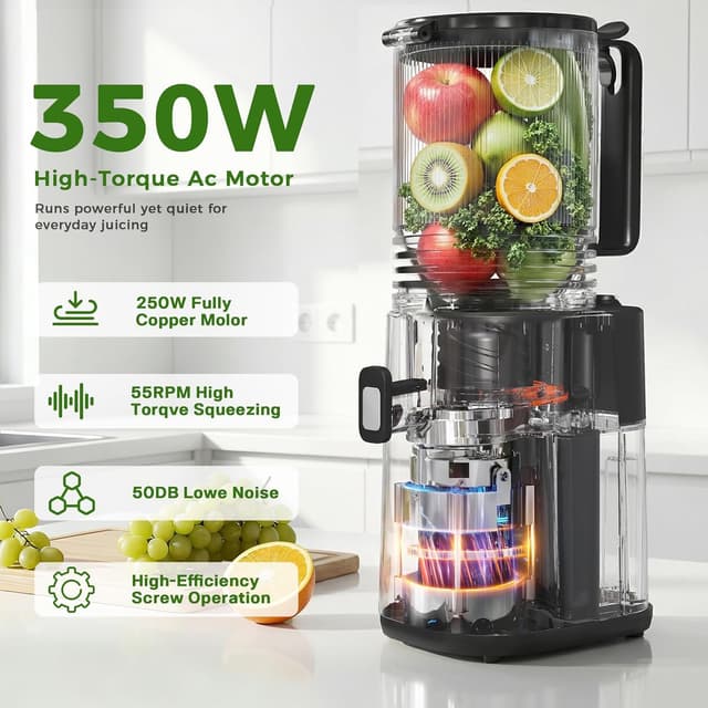 Detalle de Cold Press Juicer with 5.5-Inch Wide Feed Chute (Slow Masticating Juicer) — Black
