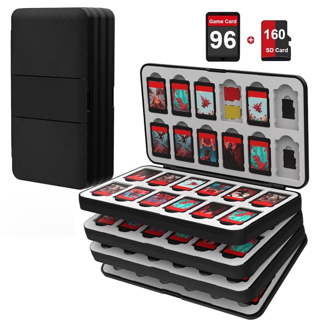 Detalle de iPLYGAM Switch Game Case Holder with 96 Cartridge Slots and 160 Micro SD Storage