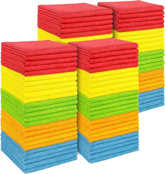 Detalle de AIDEA Microfibre Cloths 100 Pack (30x30cm) – lint-free washcloths for car detailing & household cleaning