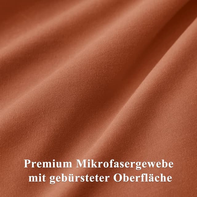 Detalle de Aisbo Bettwäsche 200x200 3-teilig Orange gebrannt (Mikrofaser) mit Reißverschluss