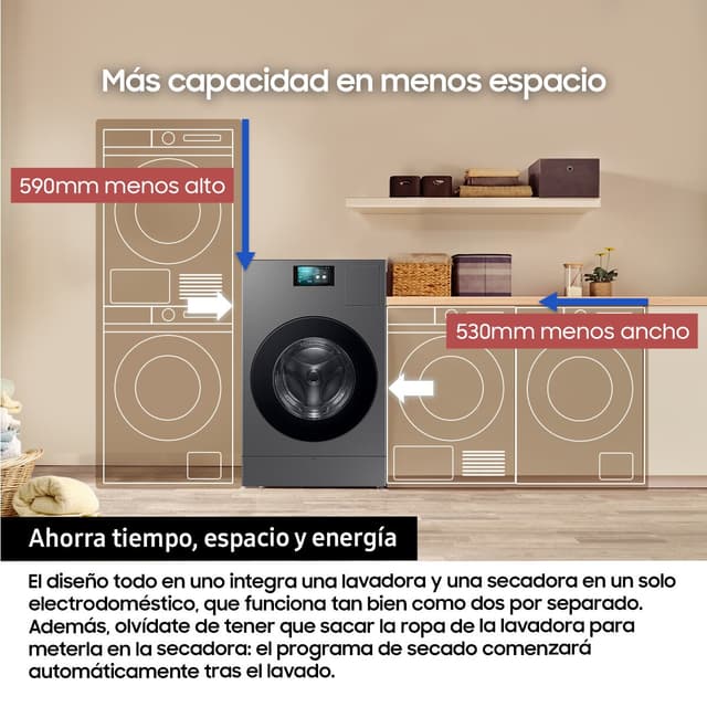 Detalle de Samsung WD18DB8995BZT2 18kg/11kg Laundry Combo