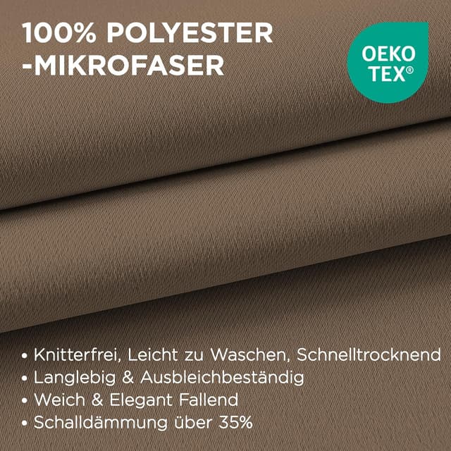 Detalle 1 de Joydeco Blickdichte Vorhänge 2er Set Cappuccino