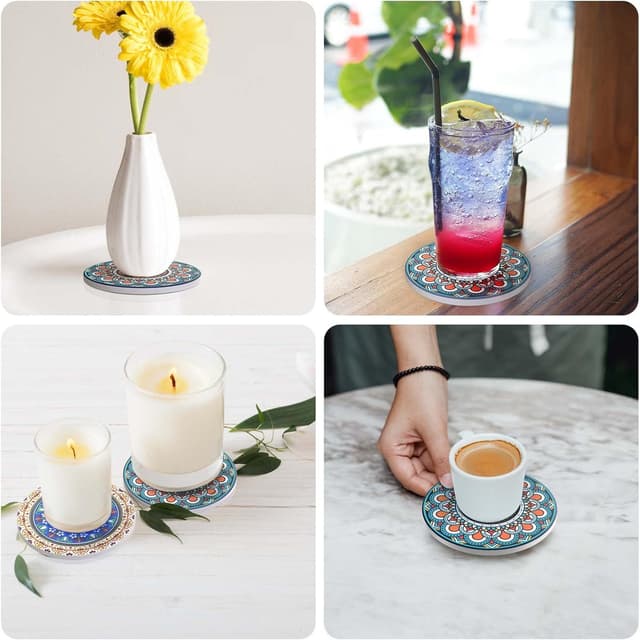 Thumbnail 5 de Posavasos de Corcho Cerámica Mandala - Juego de 8 🎉