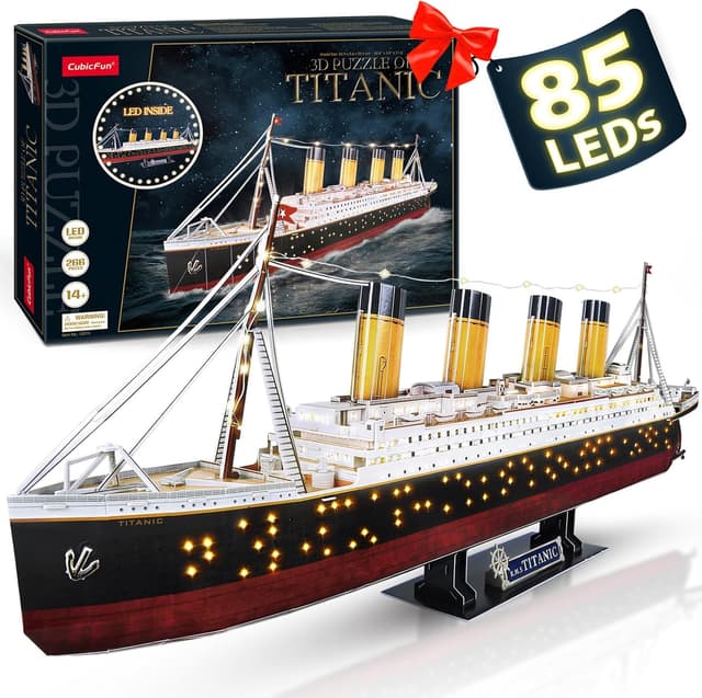 Imagen de CubicFun LED 3D Puzzle Titanic Ship Model 88 cm 266 pieces 🚢 en OfertitasTOP
