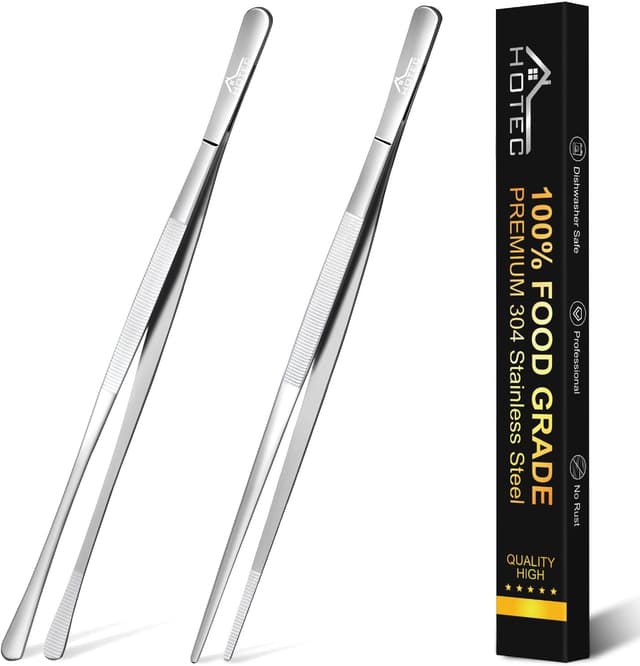 Detalle de Hotec Grillzange Edelstahl Lang 30 cm Kochpinzette Küche 🍽