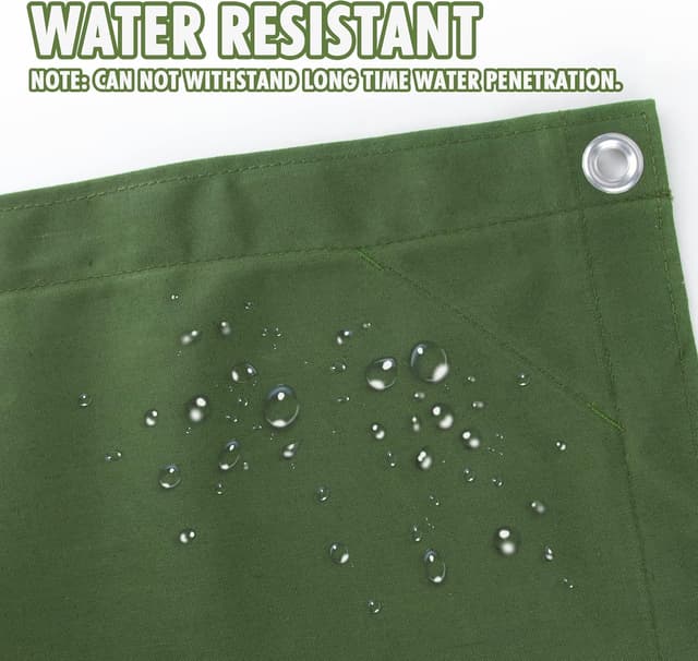 Detalle 2 de Cartman 10 x 16 ft canvas tarp with rustproof metal grommets (heavy-duty multi-purpose cover)