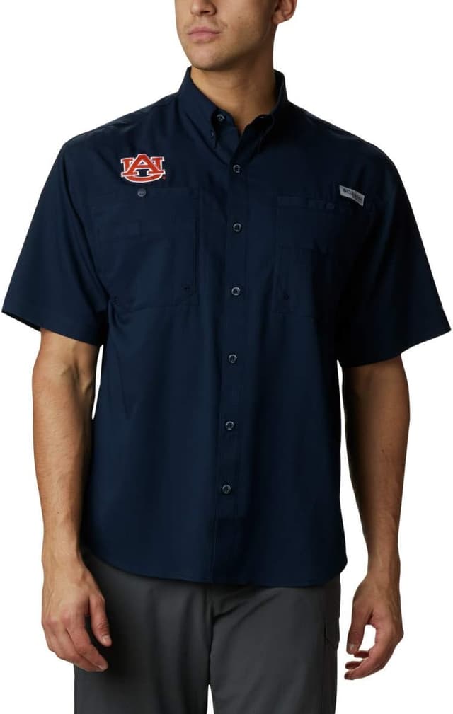 Detalle de Columbia NCAA Mens Big & Tall Collegiate Tamiami Short Sleeve Shirt