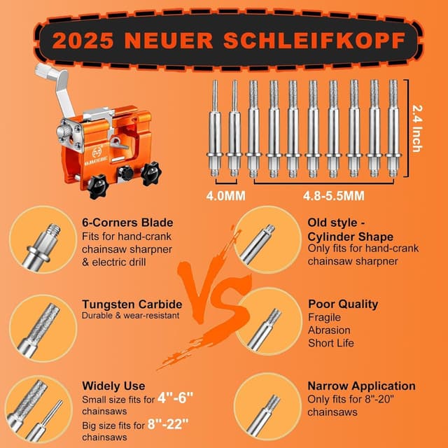 Detalle de Chainsaw sharpening jig kit 10 steels