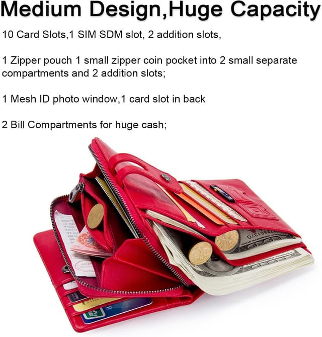 Thumbnail 4 de Contacts Trifold Leather Coin Card Holder 9x12cm