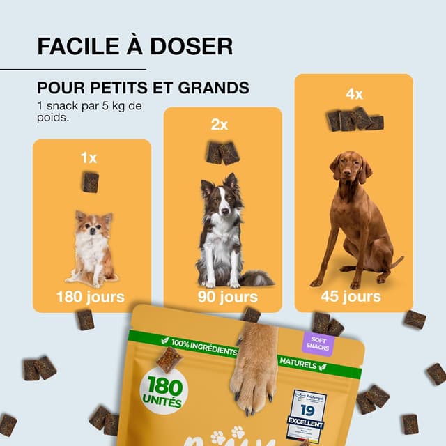 Detalle de Paawy Articulation Chien – compléments articulations en snacks (180) pour mobilité et arthrose