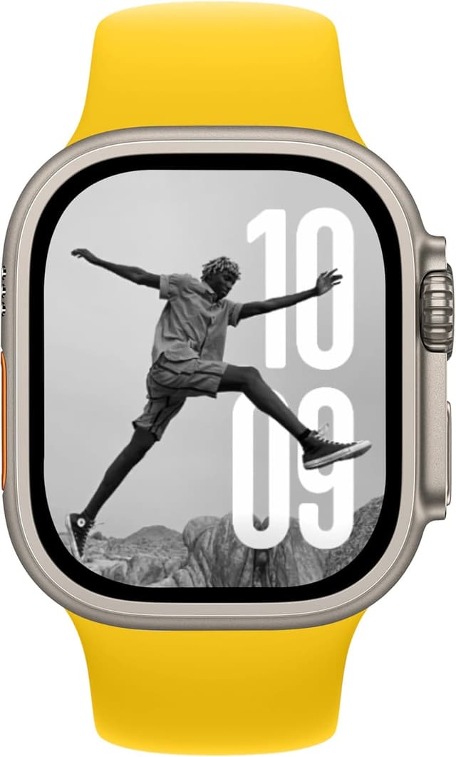 Detalle de Bracelet Donegani en silicone pour Apple Watch : jaune citron (Ultra 2, Séries 10, 9, 8, 7, 6, SE, 4, 3, etc.)