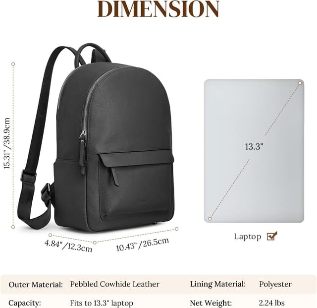 Detalle de S-ZONE genuine leather backpack purse