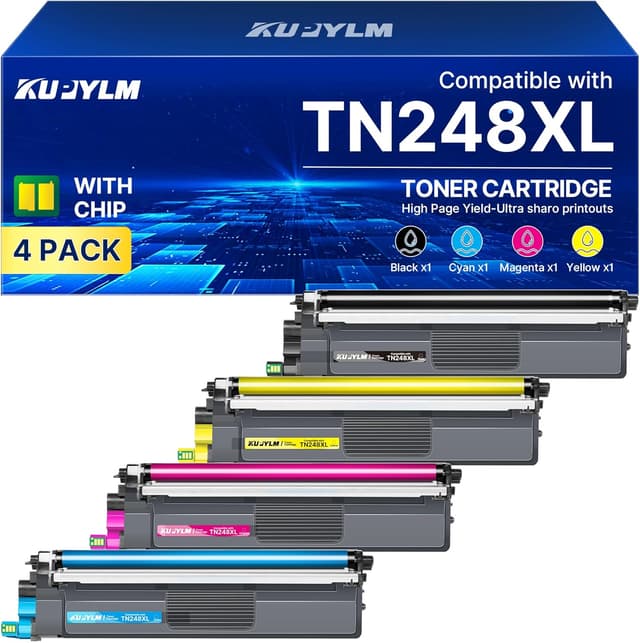 Detalle de KUPYLM TN248XL TN248 4-Pack toner compatibili Brother (TN248XL/BK, CMY) per MFC e DCP