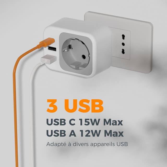 Thumbnail 3 de TESSAN Adaptateur Type L 2500 W 🇮🇹🔌