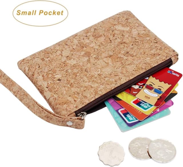 Detalle 2 de boshiho Kork Clutch Tasche 2-in-1: Geldbörse mit Reißverschluss und kleiner Handtasche