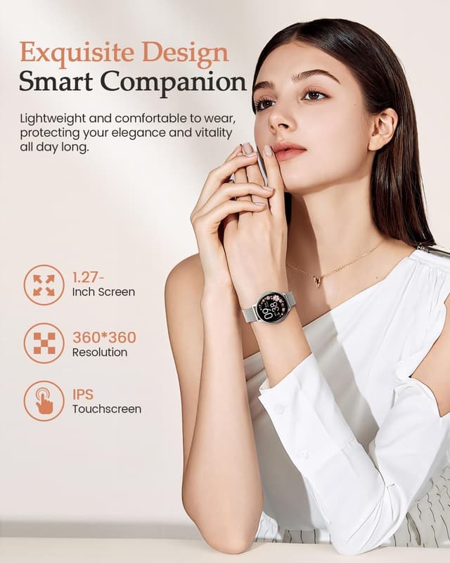 Detalle de AIMIUVEI Smartwatch Donna 1,27” HD con chiamate, SpO2 e cardio 24h, IP68