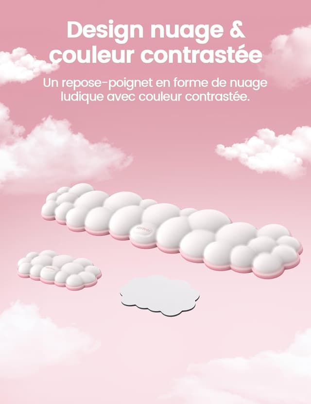 Detalle de VAYDEER repose-poignet ergonomique en mousse à mémoire de forme (style nuage bicolore bleu foncé/noir)