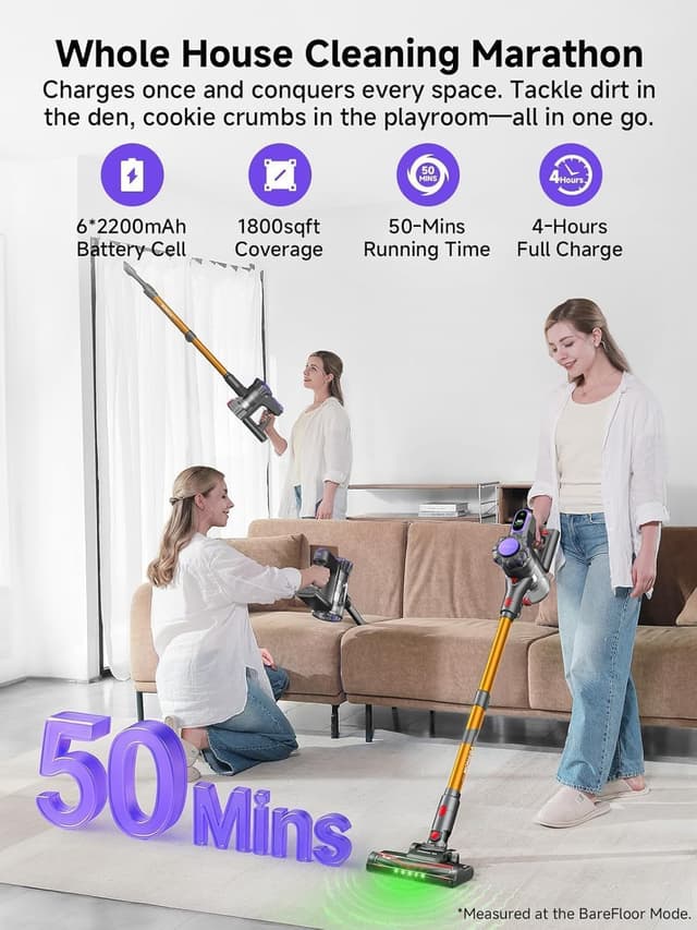 Detalle de MV3 Cordless Vacuum Cleaner 45KPa, 50 mins 🧹