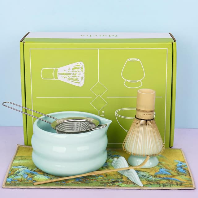 Detalle de Nwvuop Set of 7 Matcha Tea Set with Whisk and Bowl Matcha Kit (Green-02)