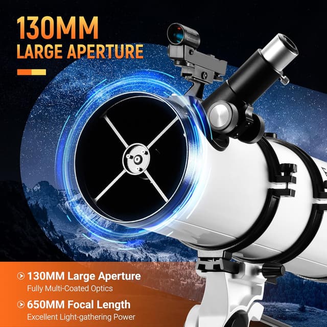 Detalle de ESSLNB ESSLNB Telescope 650130 130mm Reflector Telescope with Sky Tonight app adapter, tripod and red dot finder