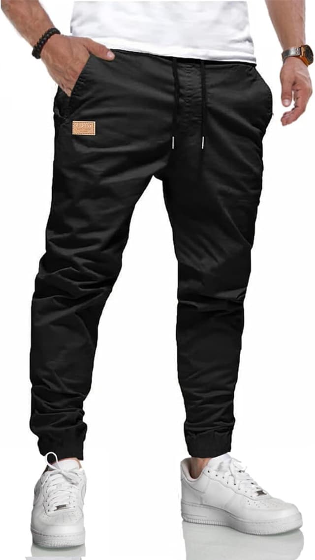 Detalle de LIUPMWE Herren Chino Cargo Hose aus Baumwolle mit Kordelzug – Jogginghose & Freizeithose