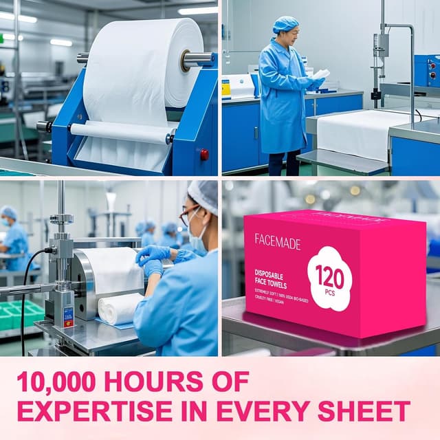 Thumbnail 6 de FACEMADE 120 Count Disposable Face Towels (100% Biobased Face Towelettes)